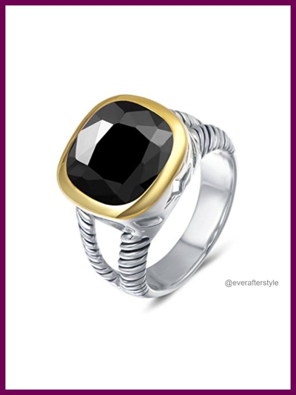 Twisted Cable Wire Two Tone CZ Statement Ring Silver Gold Plated